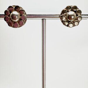 Sterling Silver 925 Circle Stud Earrings Butterfly Closure Size 0.5" Diameter